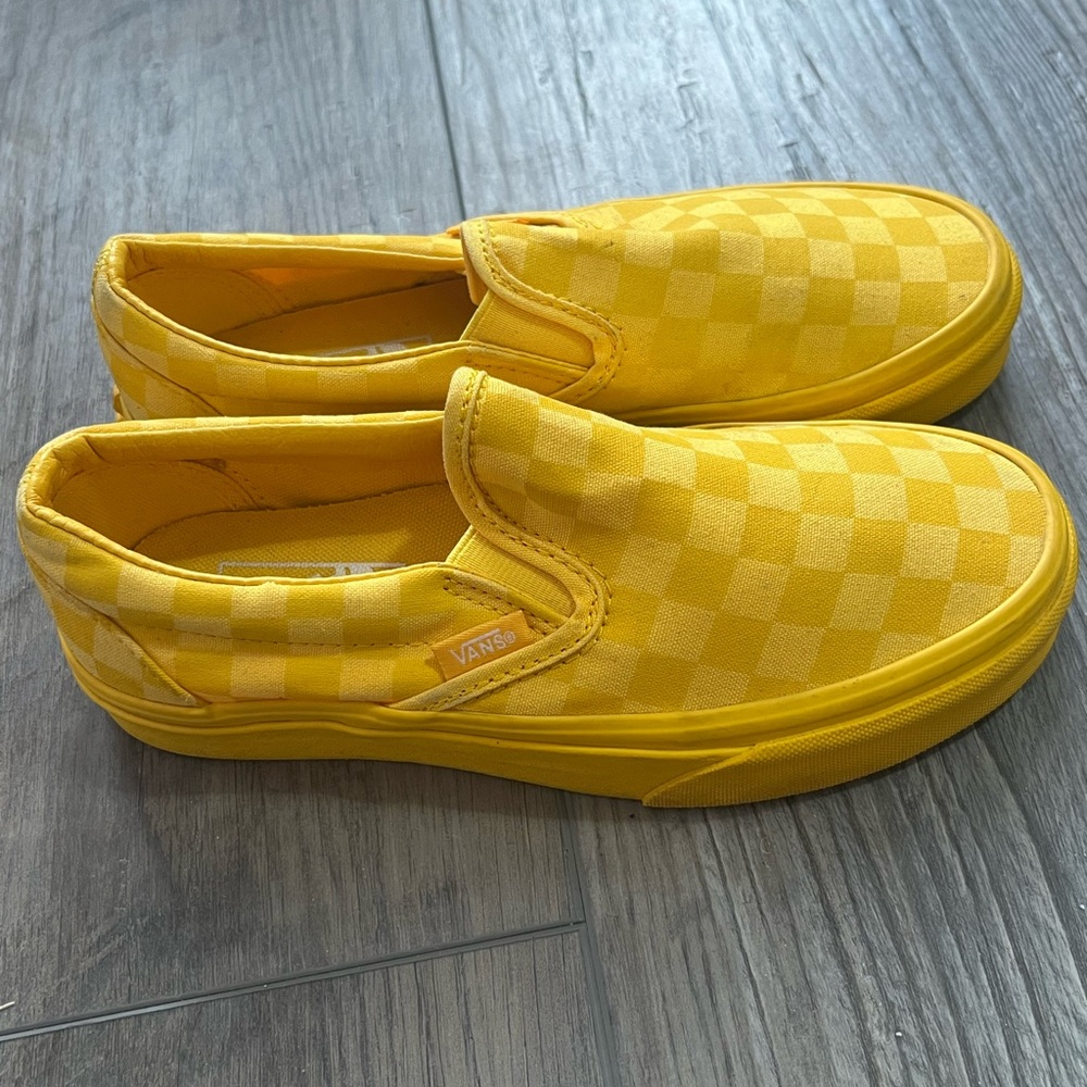 Vans Yellow Checkered Slip-On Shoes